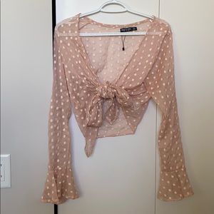 Nasty Gal Sheer Tie Top (Size 6)